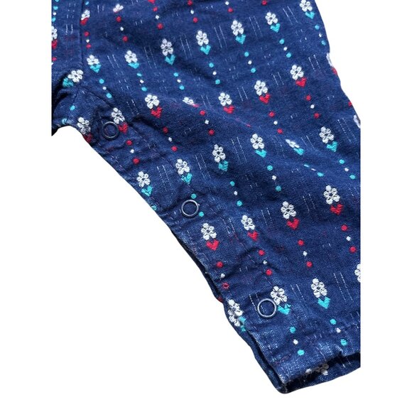 Vintage OshKosh BGosh Infant Girls Blue & Red Floral Corduroy Overalls - Picture 9 of 9